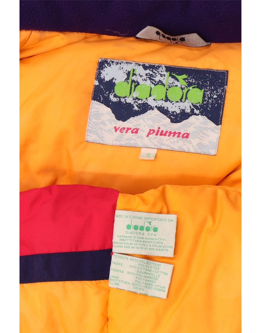 Diadora Herre Loose Fit polstret jakke UK 36 Small Red Colourblock Polyester