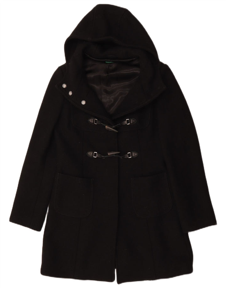 Benetton Dame Hooded Duffel Coat IT 44 Medium Sort Uld