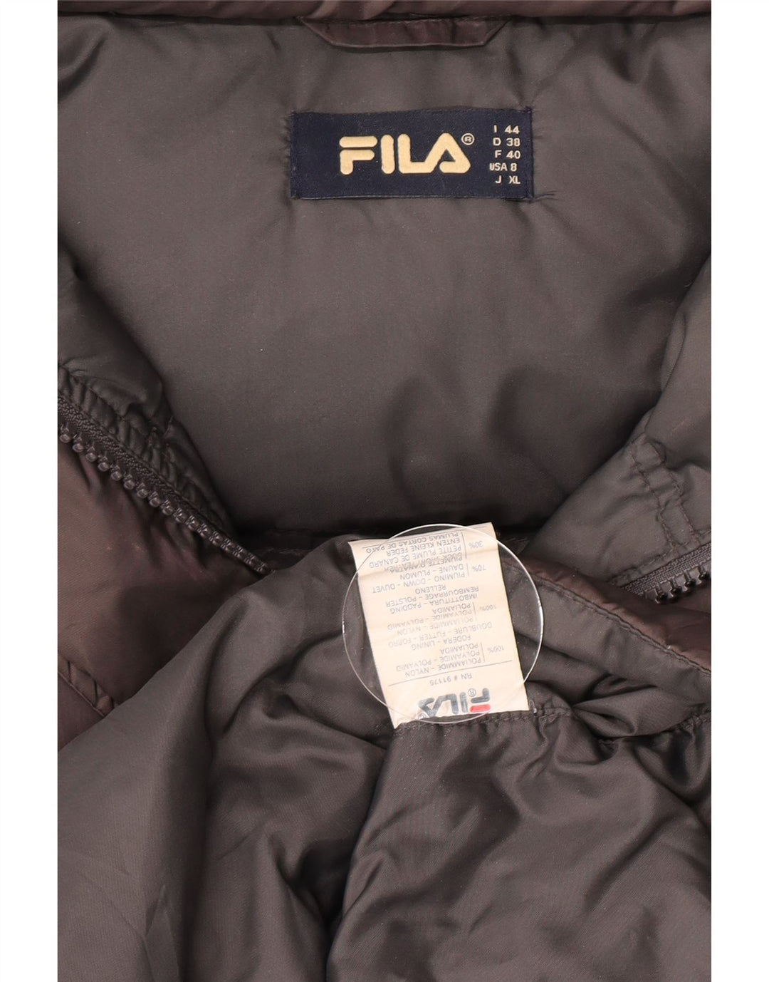 Fila Dame Hætte Polstret Frakke IT 44 Medium Grå Nylon