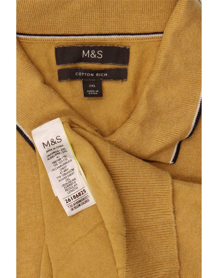 Marks & Spencer herre poloshirt 2XL gul bomuld