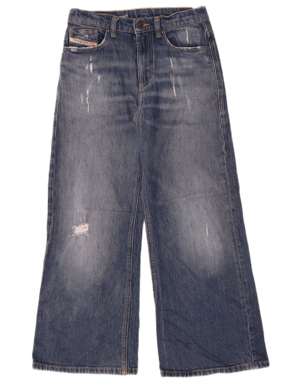 Diesel Boys Distressed Wide Leg Jeans 9-10 Years W26 L24 Blue Cotton