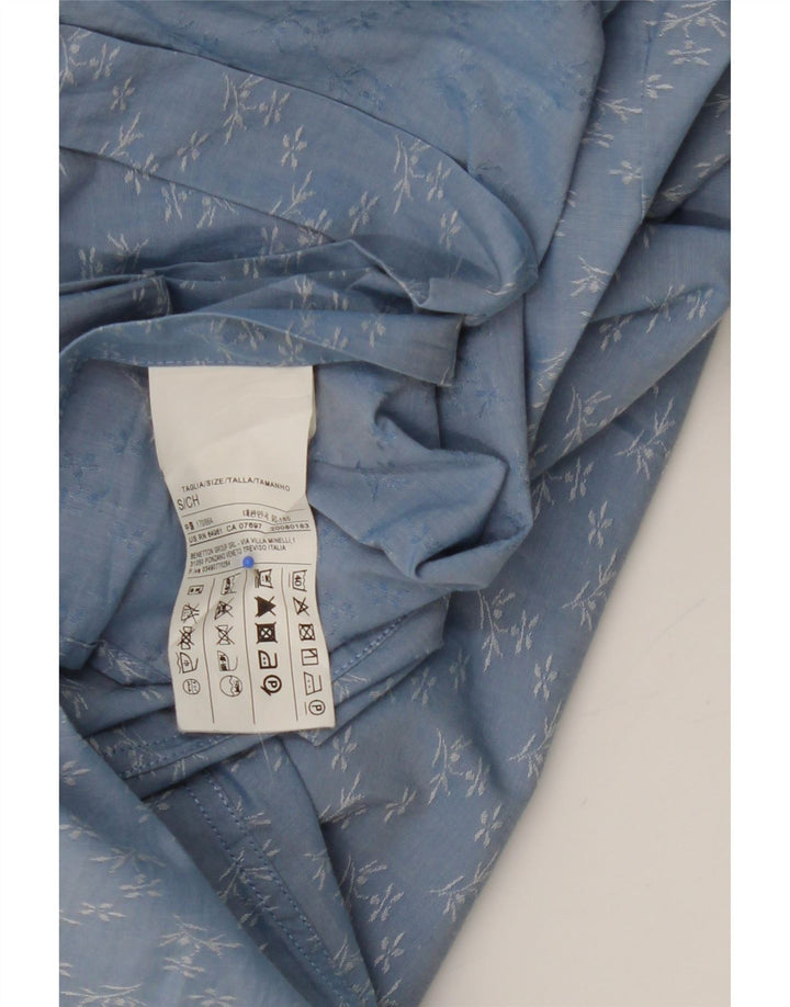 BENETTON Mens Shirt Small Blue Floral Cotton Vintage Benetton and Second-Hand Benetton from Messina Hembry 