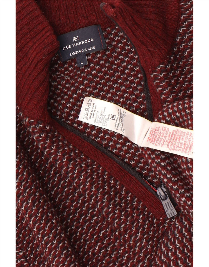 Marks & Spencer Herre Blue Harbor Zip Neck Jumper Sweater Large Burgundy