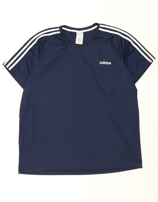 Adidas Herre Aeroready T-Shirt Top 2XL Navy Blue Polyester