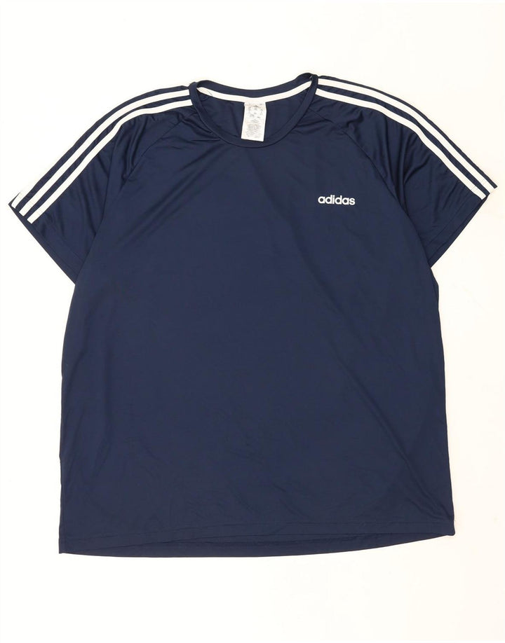 Adidas Herre Aeroready T-Shirt Top 2XL Navy Blue Polyester