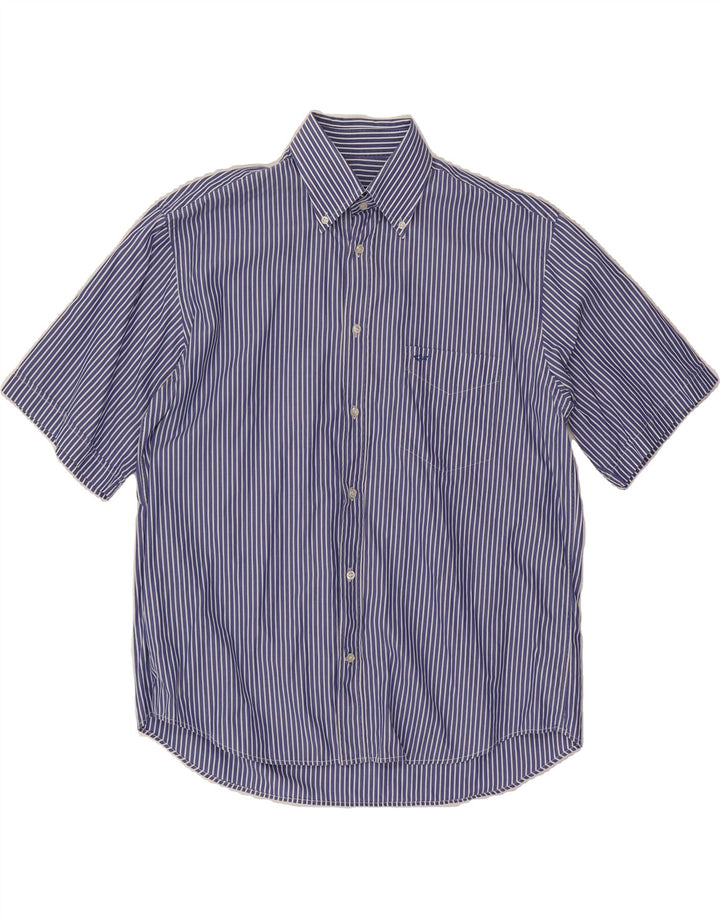 PAUL & SHARK Mens Short Sleeve Shirt Size 41 Large Blue Pinstripe Vintage Paul & Shark and Second-Hand Paul & Shark from Messina Hembry 