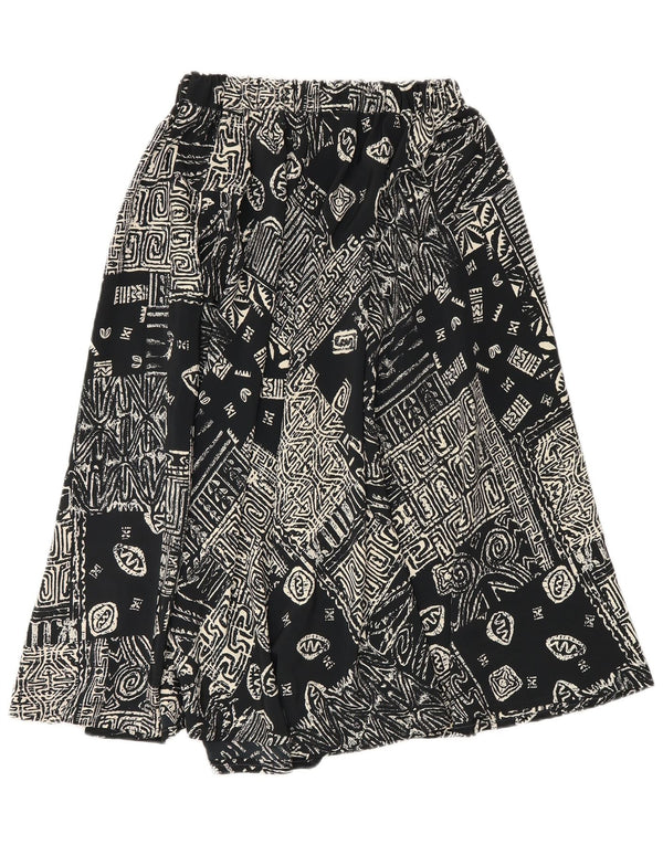 Vintage kvinders højtaljede A-linje nederdel W28 Medium Sort Geometrisk
