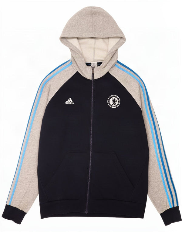 Adidas Herre Chelsea FC Hættetrøje Sweater med lynlås Large Navy Blue Colourblock