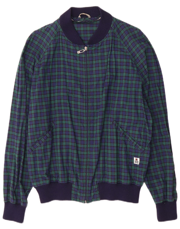 Cerruti 1881 Bomberjakke til mænd UK 40 Stor grøn ternet polyester
