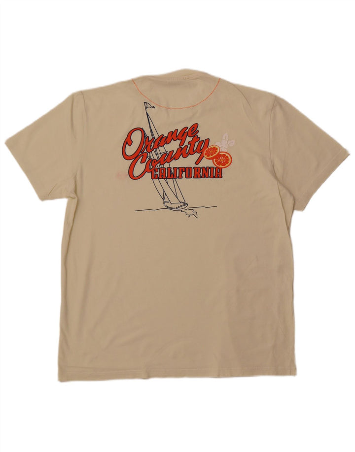 SERGIO TACCHINI Herre grafisk T-shirt Top XL Off White Bomuld