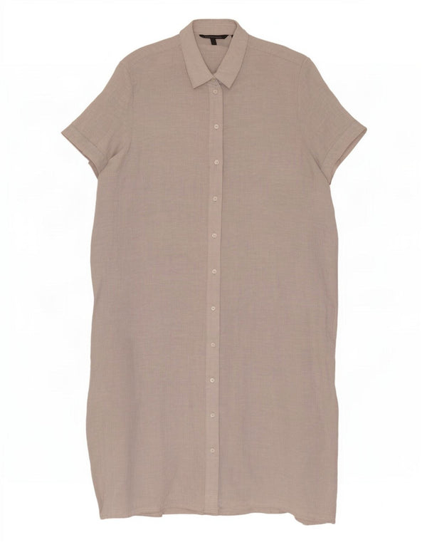 Armani Exchange Womens Short Sleeves Shirt Dress US 12 Large Grey Pinstripe
