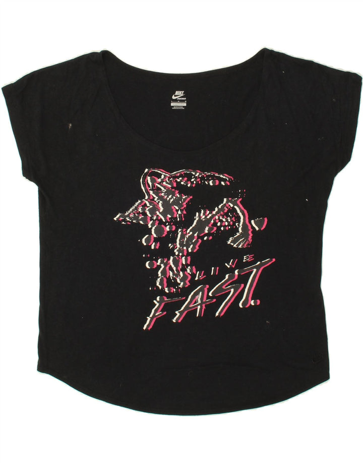 NIKE Womens Graphic T-Shirt Top UK 16 Large Black Polyester Vintage Nike and Second-Hand Nike from Messina Hembry 