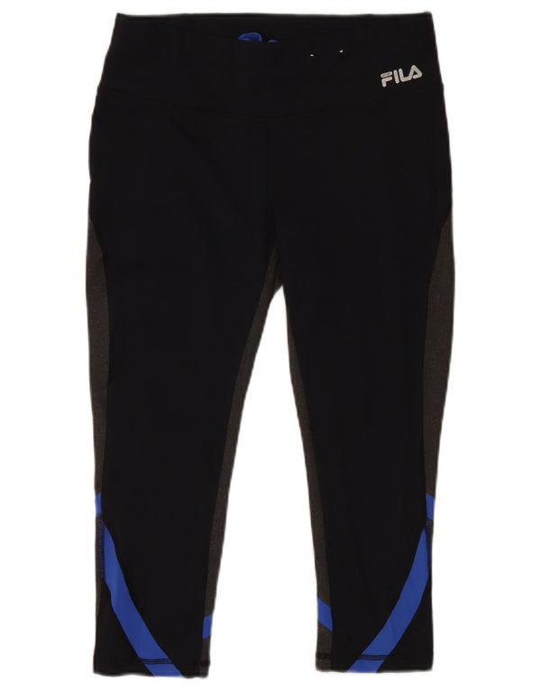 Fila Dame Capri Leggings UK 14 Medium Sort Colourblock Polyester