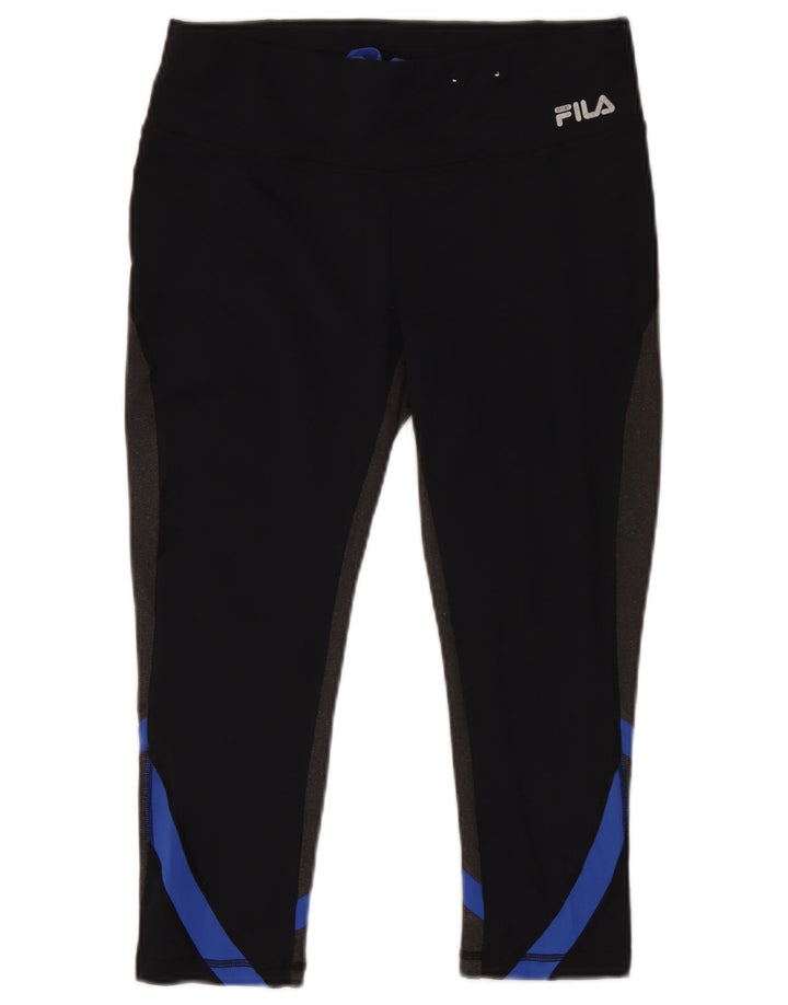 Fila Dame Capri Leggings UK 14 Medium Sort Colourblock Polyester