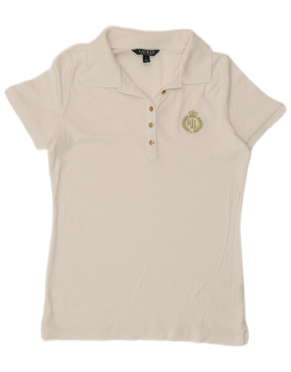 Ralph Lauren Dame Polo Shirt UK 12 Medium White