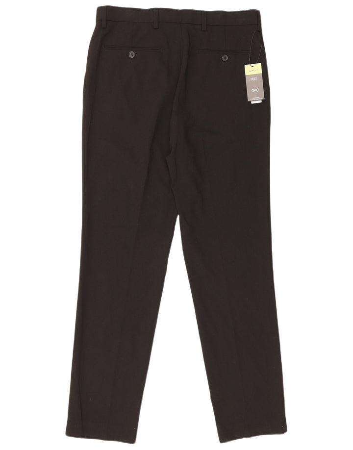 Marks & Spencer Herre Slim Fit Chino Bukser W32 L31 Sort Polyester