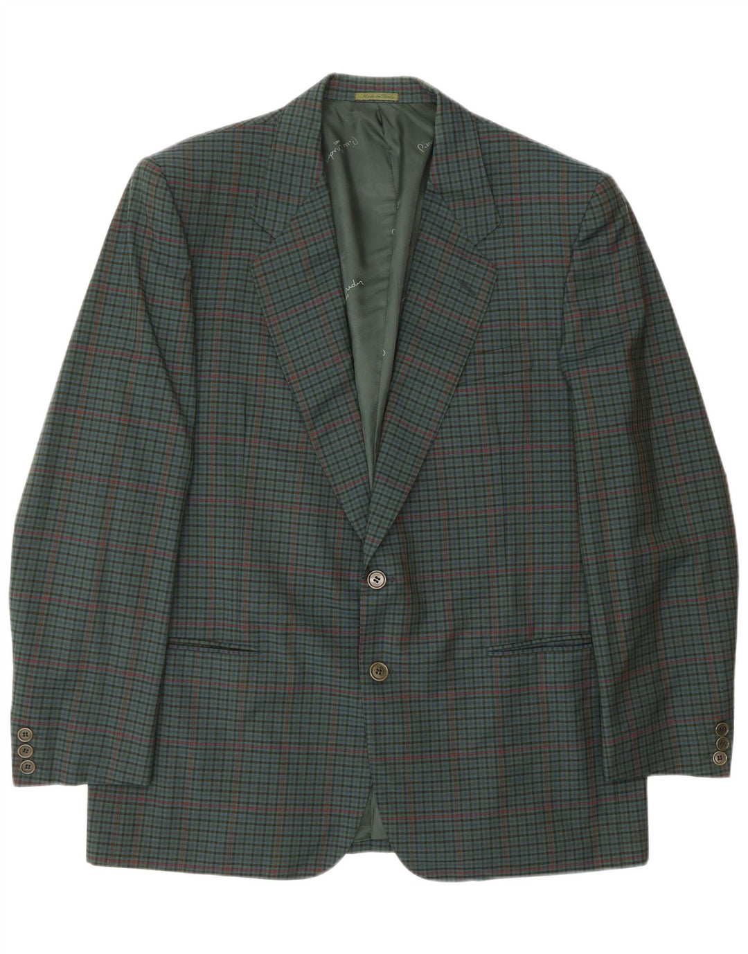 PIERRE CARDIN Mens 2 Button Blazer Jacket IT 54 2XL Green Check Wool