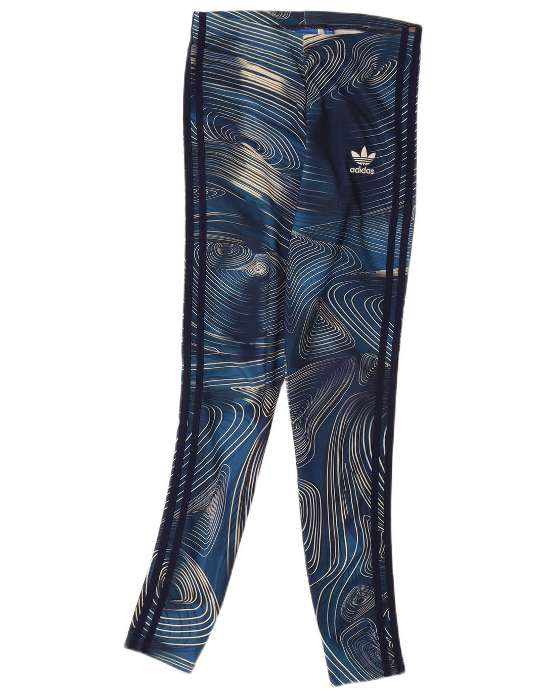 Adidas Dame Leggings med abstrakt mønster UK 8 Small Navy Blue Polyester