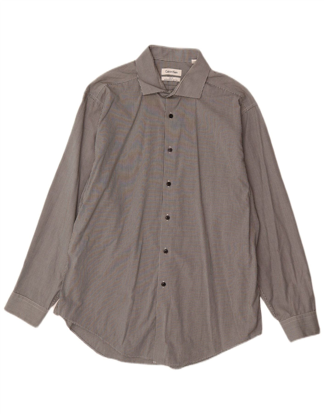 CALVIN KLEIN Mens Slim Fit Shirt Size 16 1/2 Large Grey Check