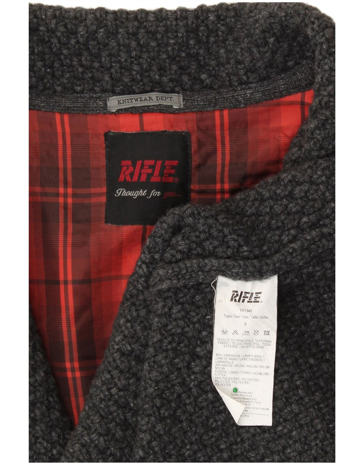 RIFLE Dame strik overfrakke UK 10 Small Grey Lammeuld