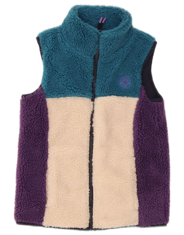 Fat Face Girls Fleece Gilet 9-10 Years Multicoloured Colourblock Polyester