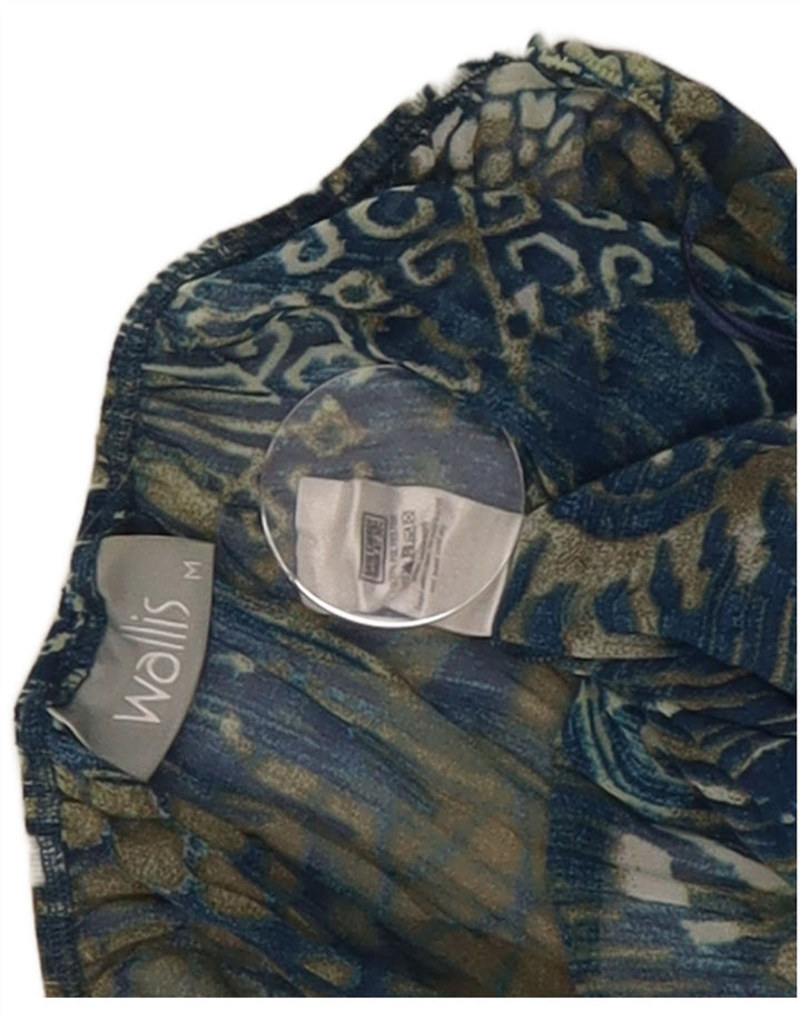Wallis Dame Langærmet Tiered Kjole UK 12 Medium Blue Paisley Polyester