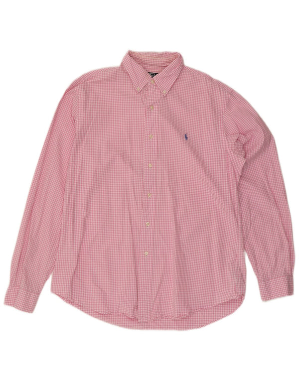 Polo Ralph Lauren Herre Custom Fit Skjorte Large Pink Gingham Cotton