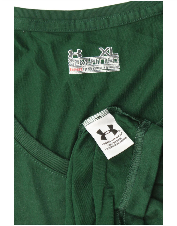 UNDER ARMOUR Dame Heat Gear T-Shirt Top UK 18 XL Grøn Polyester