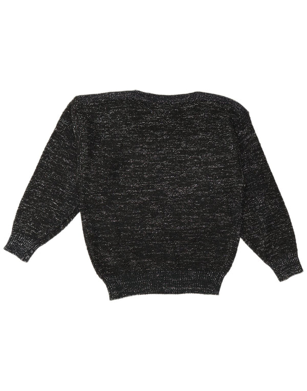 C & A Womens Boat Neck Jumper Sweater EU 40 Medium Black Flecked Acryl