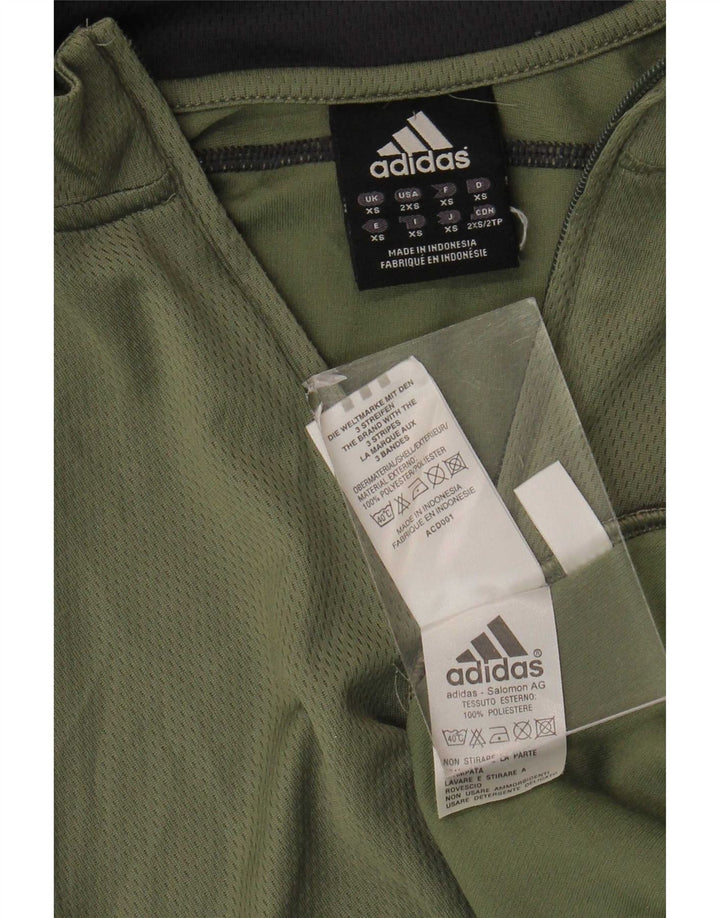 Adidas Herre Pullover med lynlås-hals Træningsdragt Top XS Khaki Polyester
