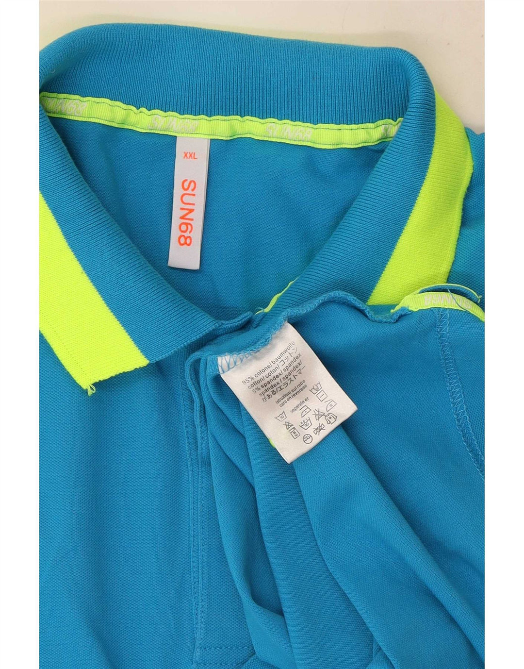 Sun68 Herre poloshirt 2XL Blå Colourblock Bomuld