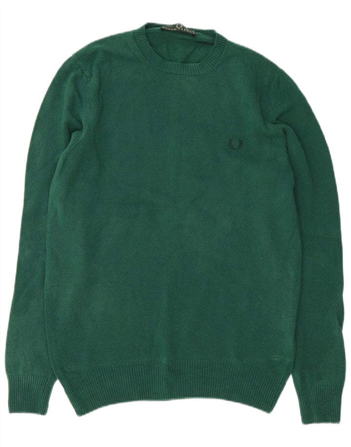 Fred Perry Herre sweater med rund hals, mellemgrøn uld