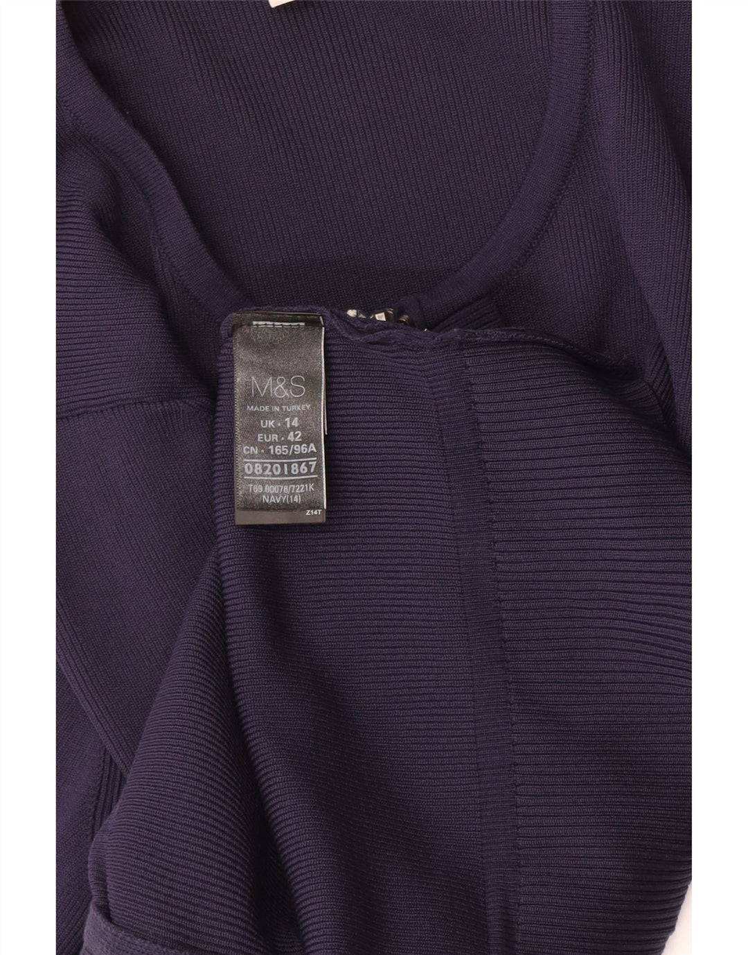 Marks & Spencer dame cardigan sweater UK 14 Medium Navy Blue Polyamid