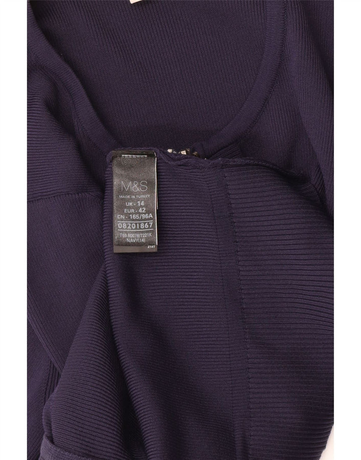 Marks & Spencer dame cardigan sweater UK 14 Medium Navy Blue Polyamid