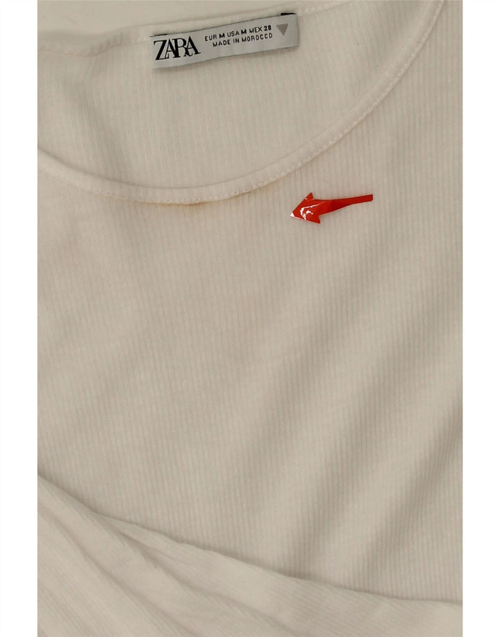 ZARA Womens Top Long Sleeve UK 12 Medium White Vintage Zara and Second-Hand Zara from Messina Hembry 