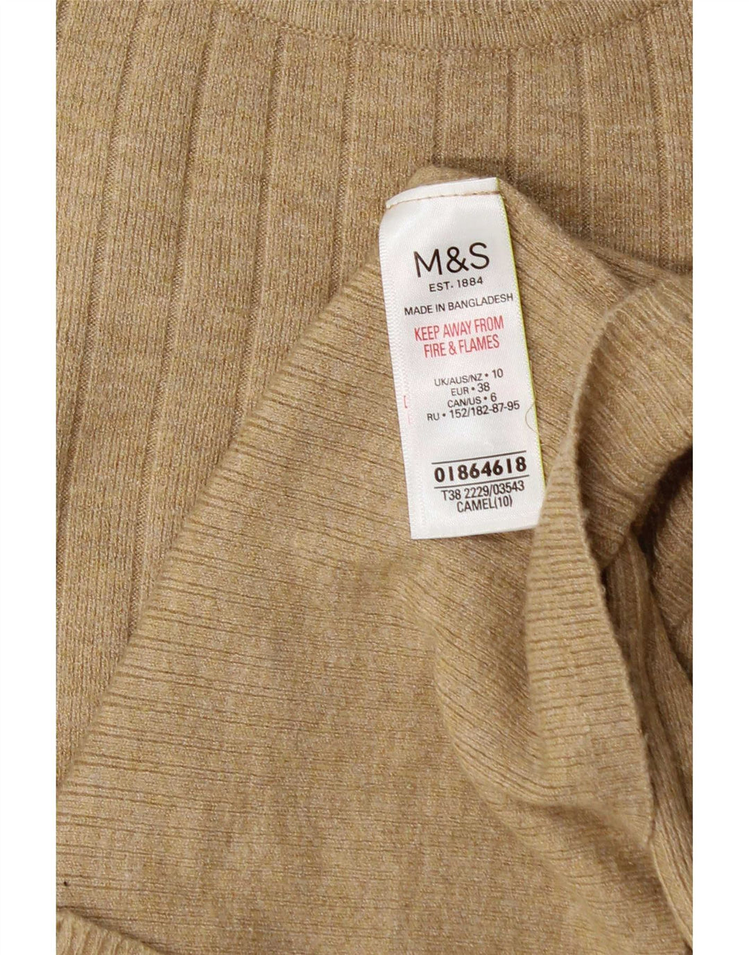 Marks & Spencer Dame Turtle Neck Jumper Sweater UK 10 Small Beige Viscose