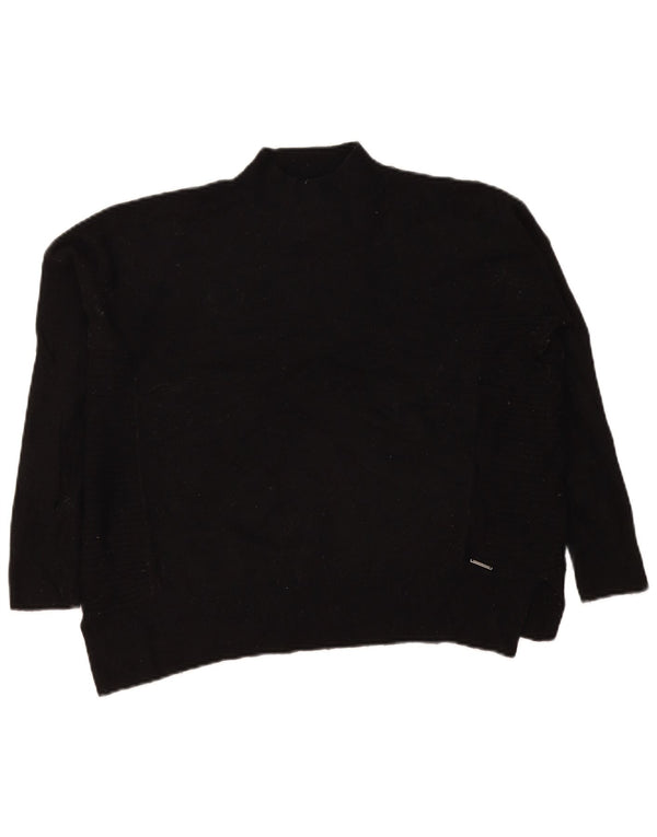 Superdry Dame Oversized Turtle Neck Sweater UK 8 Small Black Wool