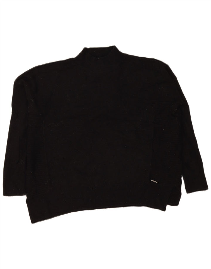 Superdry Dame Oversized Turtle Neck Sweater UK 8 Small Black Wool