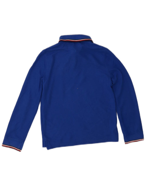 TOMMY HILFIGER Boys Long Sleeve Polo Shirt 8-9 Years Medium Blue Cotton