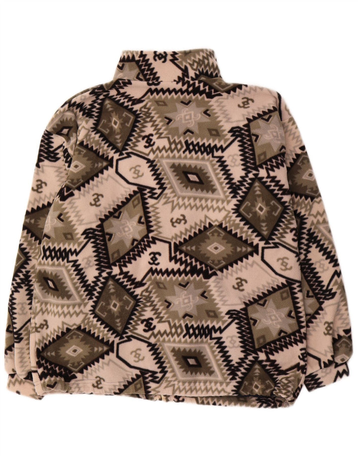 Vintage fleecejakke til mænd UK 38 Mellemgrøn geometrisk polyester