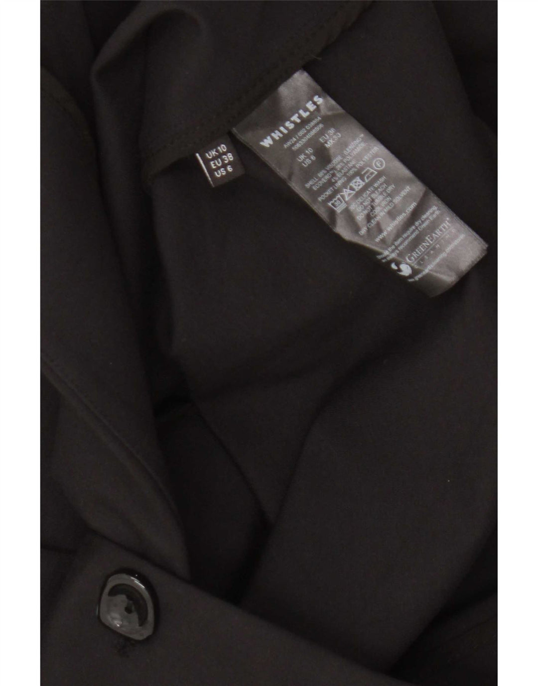 Whistles Dame Crop 3 Button Blazer Jacket UK 10 Small Black Viscose