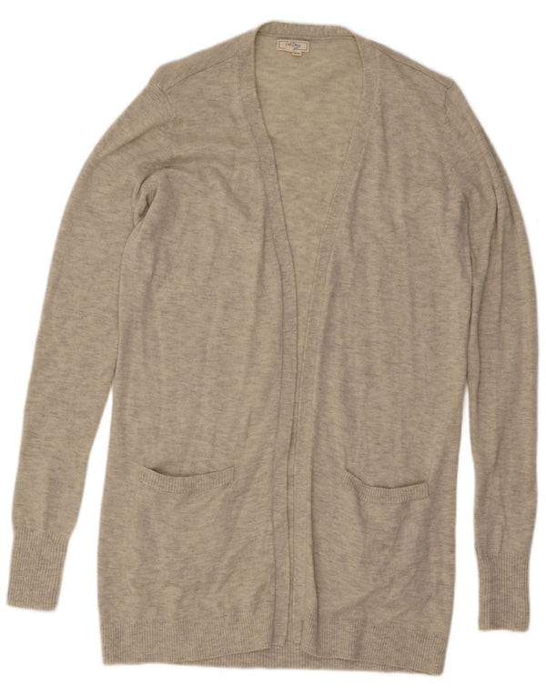 Fat Face Dame Longline Åben Cardigan Sweater UK 12 Medium Grey Flecked