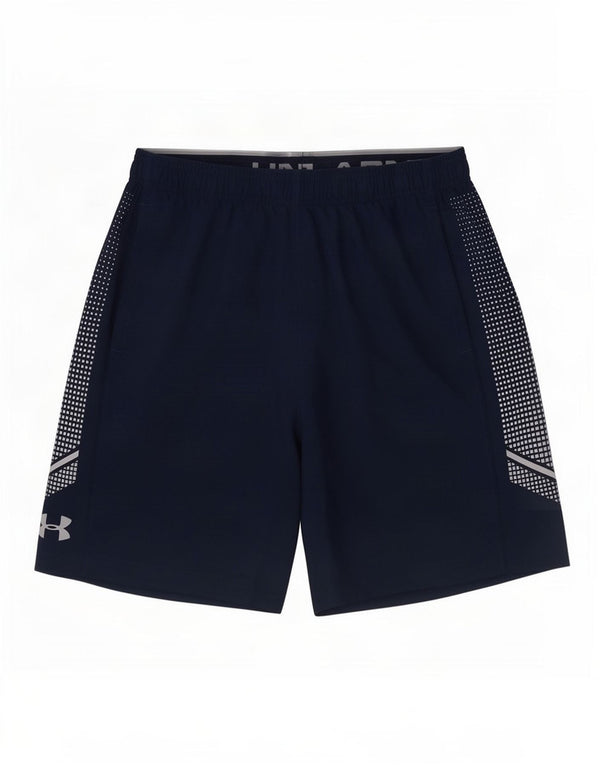 Under Armour Mens Heat Gear Loose Fit Graphic Sport Shorts Small Navy Blue