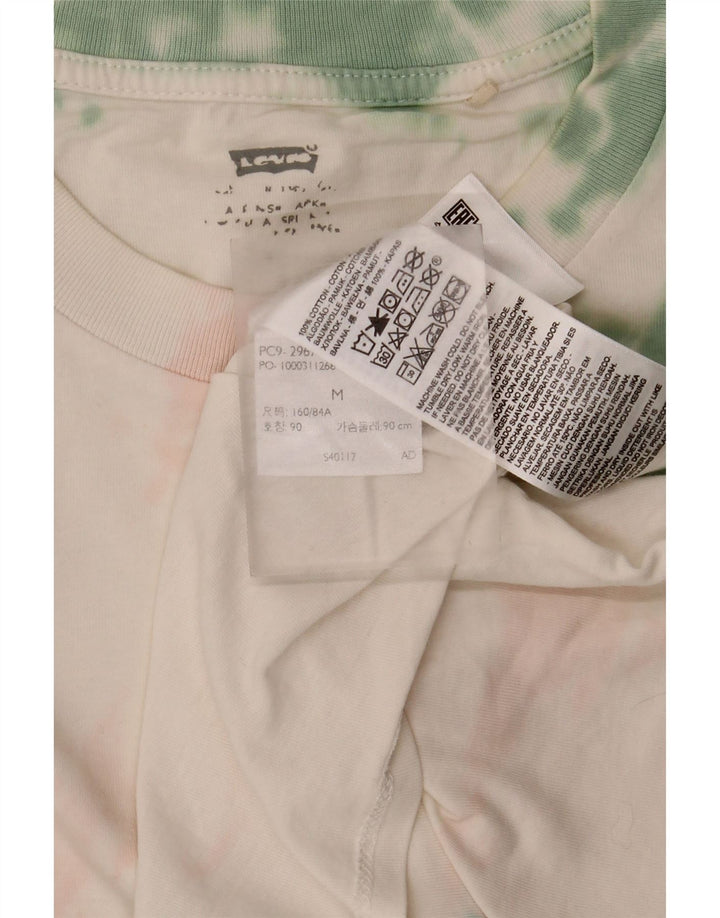 Levi's Dame T-Shirt Top UK 14 Medium White Tie Dye Bomuld