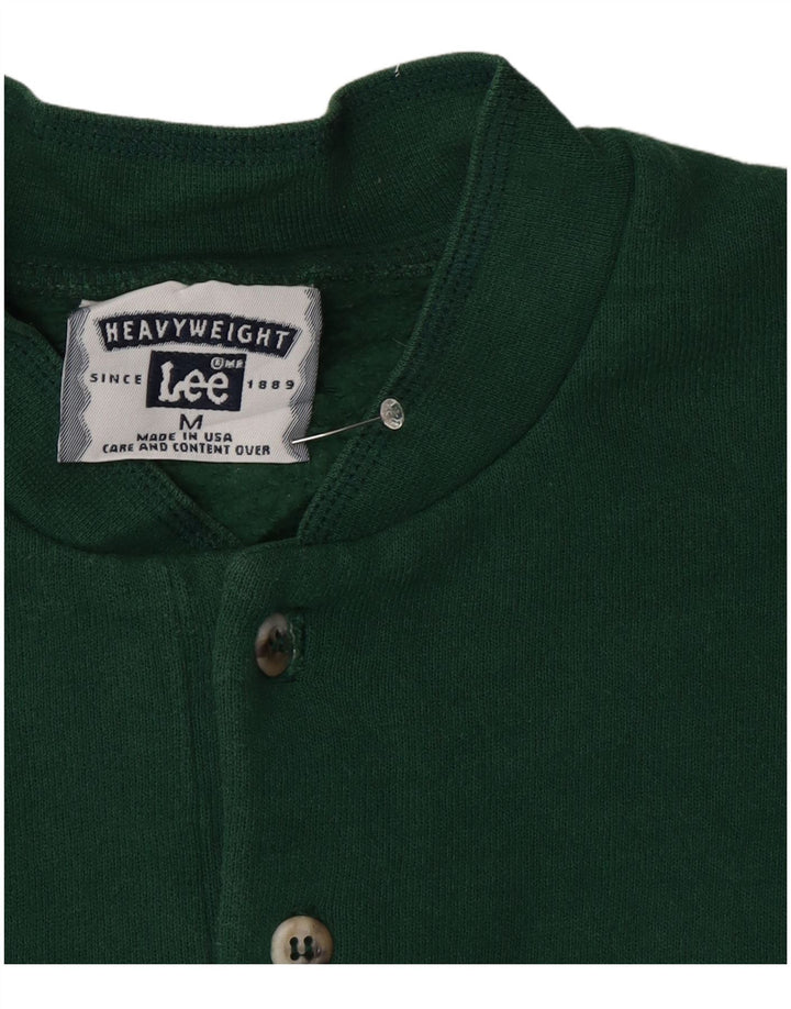 Lee Herre Button Neck Sweatshirt Jumper Medium Green