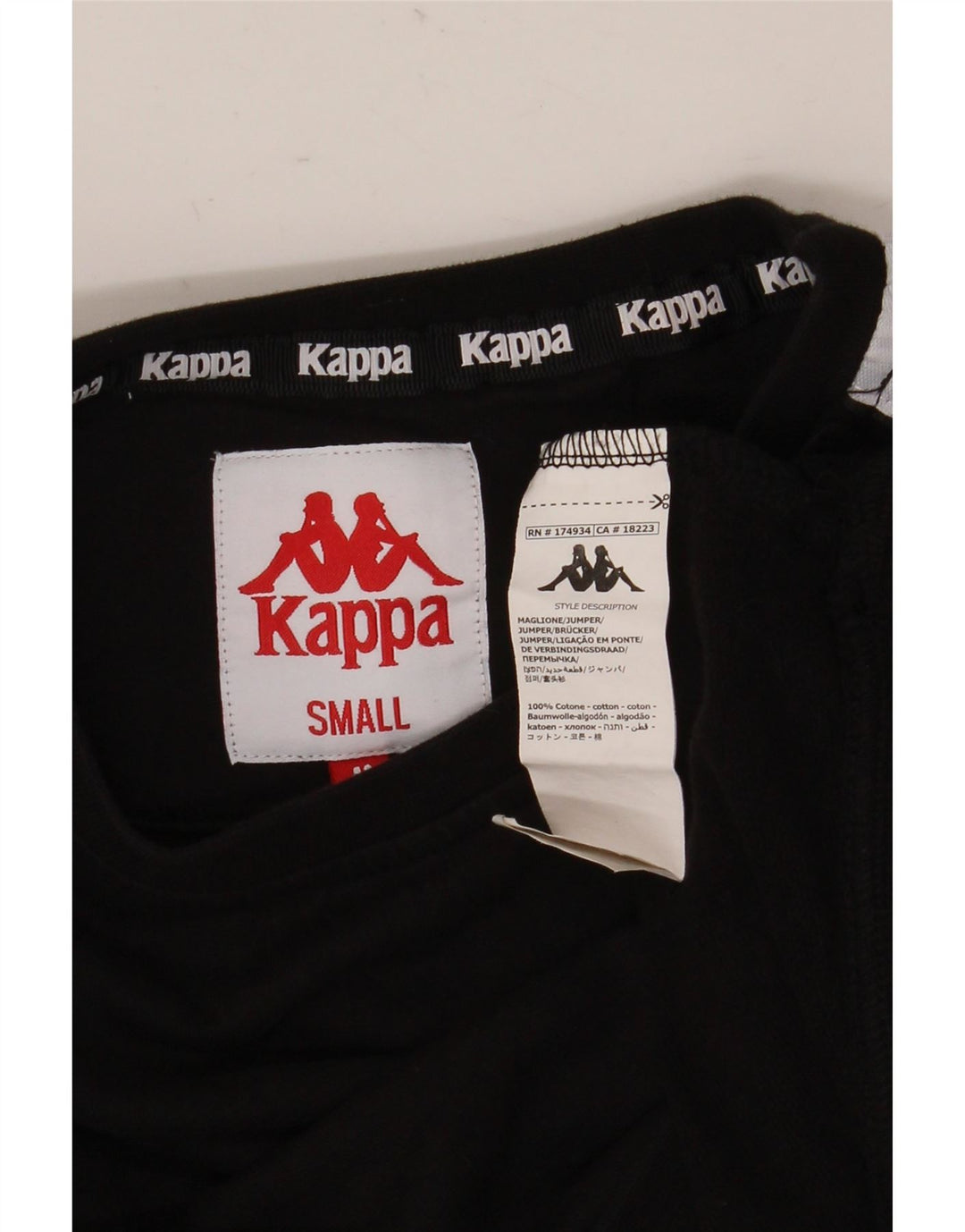 Kappa Dame Oversized Grafisk Sweatshirt Jumper UK 10 Lille Sort
