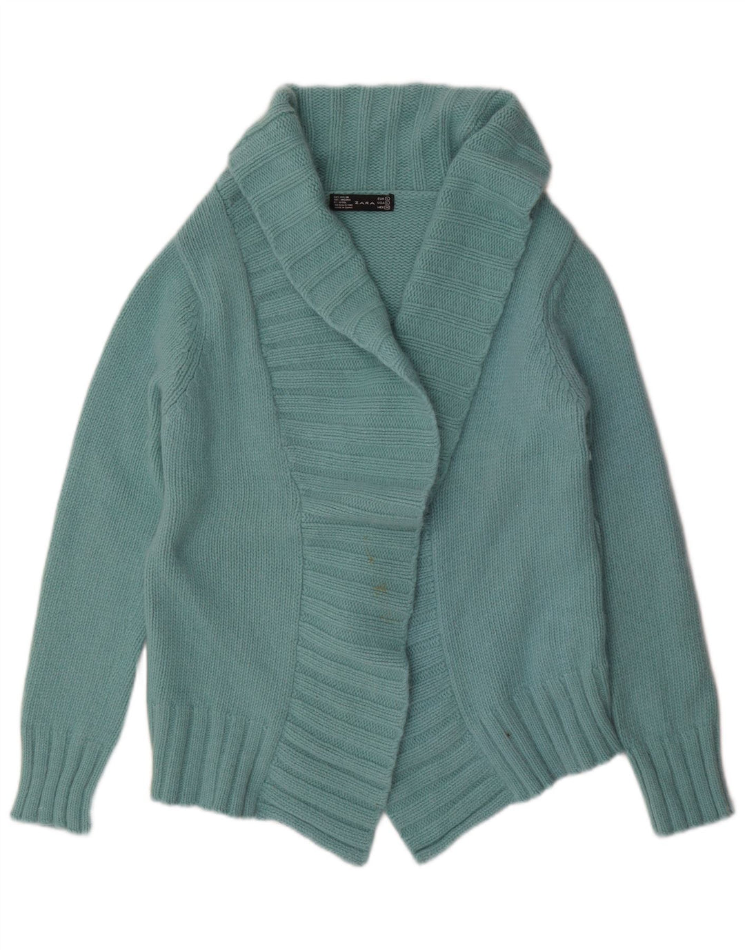Zara Womens Open Cardigan Sweater UK 16 Stor turkis nylon