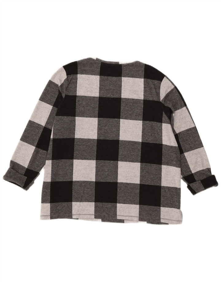 Marks & Spencer Dame Top 3/4 ærmer UK 18 XL Sort Gingham Polyester