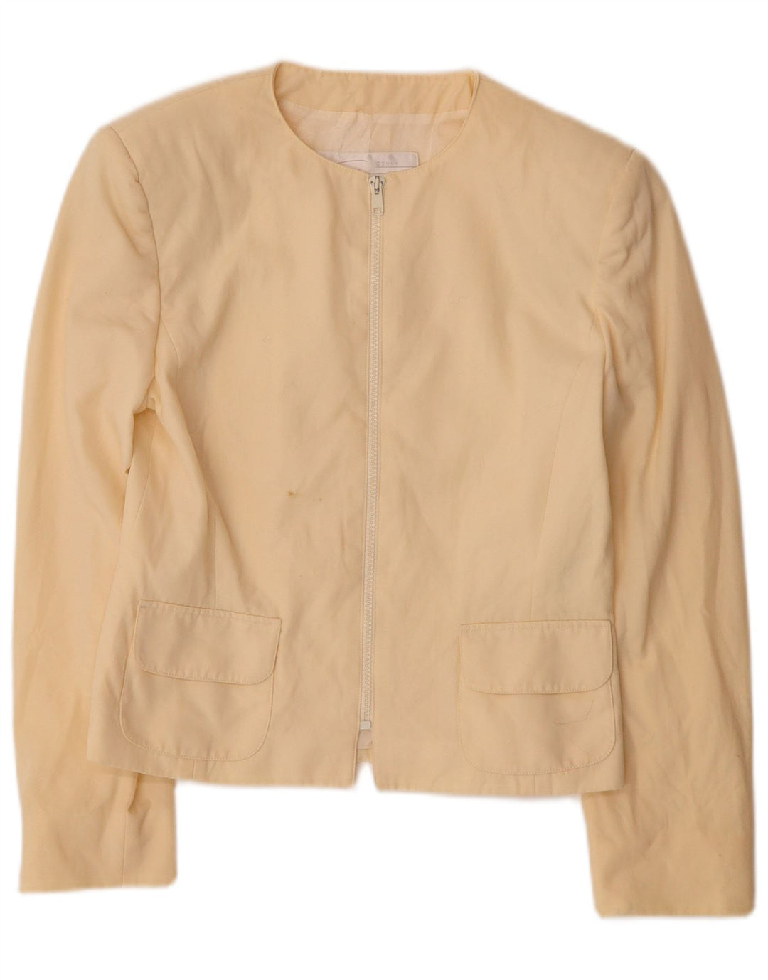 GENNY Womens Crop Blazer Jacket IT 40 Small Yellow Wool