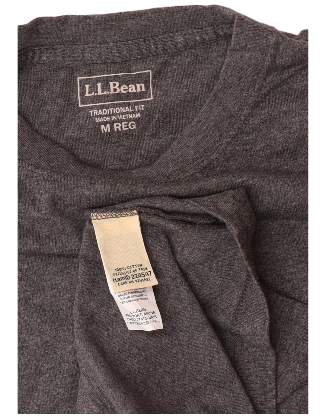 L.L.BEAN Herre Traditional Fit T-shirt Top mellemgrå bomuld